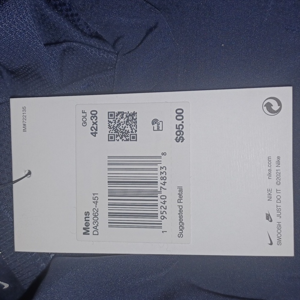 Nike Dri-Fit Vapor Slim Fit Golf Pants  Color-Blue NWT - Picture 9 of 9